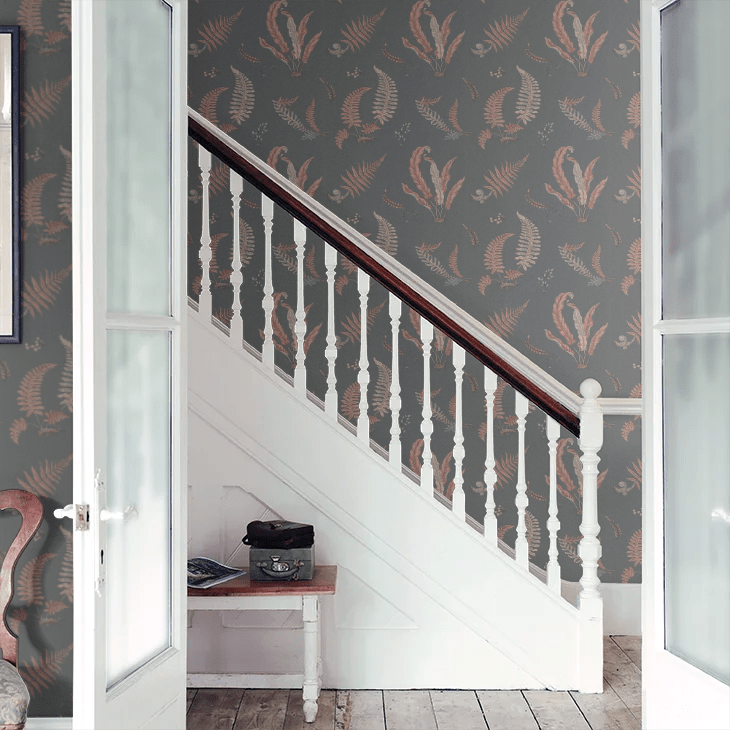Ferns Wallpaper - Coral / Charcoal - GP & J Baker - BW45044/13 - Premier Wallcovering