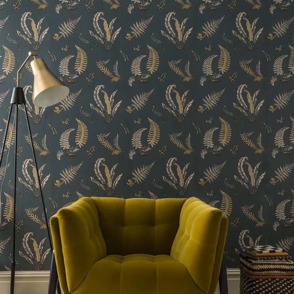 Ferns Wallpaper - Charcoal and Gold - GP & J Baker - BW45044/6 - Premier Wallcovering