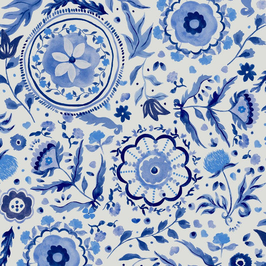 Festival Flowers Wallpaper - Blue - Joules - 120881 - Premier Wallcovering