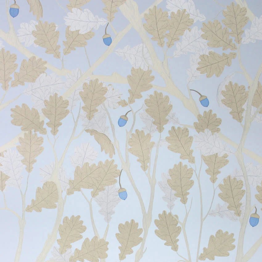 Feuille De Chene Wallpaper - Sapphire/Gilver - Osborne & Little - W6430-02 - Premier Wallcovering
