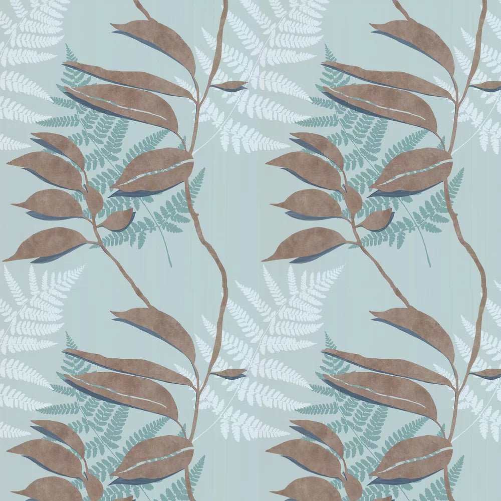 Feuille Dor Wallpaper - Aqua / Copper - Osborne & Little - W7331-02 - Premier Wallcovering