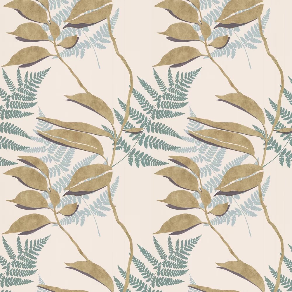Feuille Dor Wallpaper - Pebble / Gold - Osborne & Little - W7331-04 - Premier Wallcovering