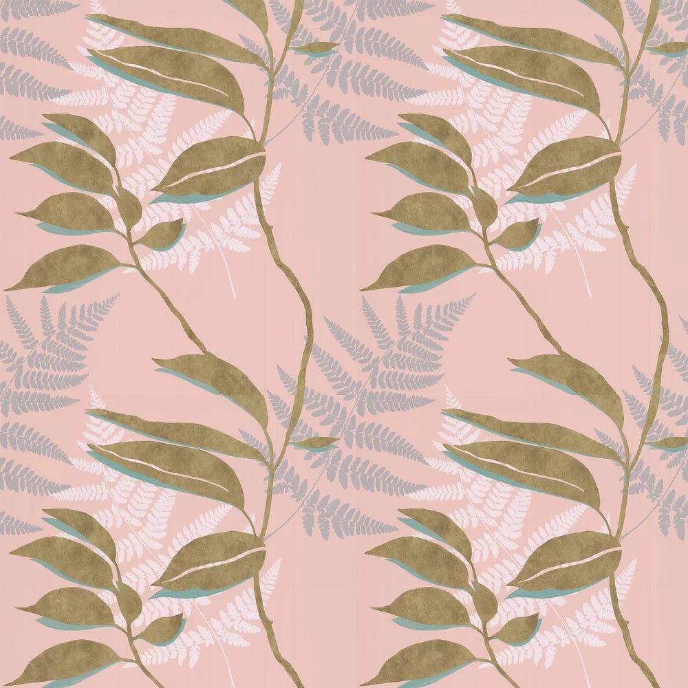 Feuille Dor Wallpaper - Blush / Gold - Osborne & Little - W7331-01 - Premier Wallcovering