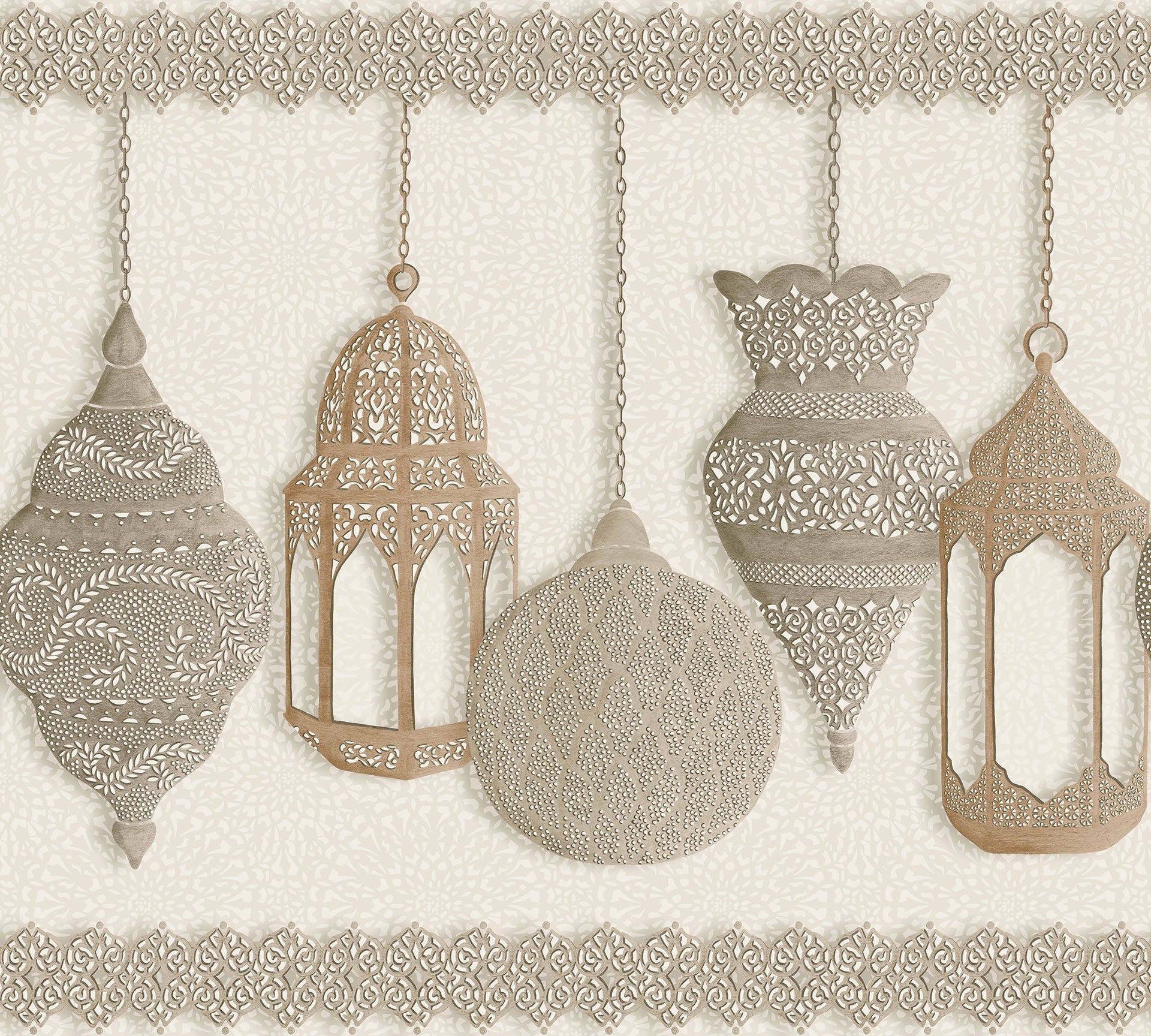 Fez Border Wallpaper - Metallic Gilver & Parchment - 113/6014 - Cole & Son - Premier Wallcovering
