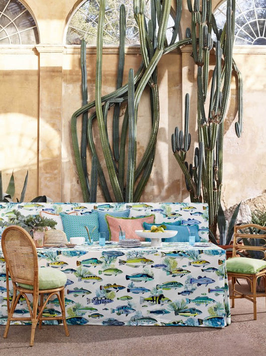 Fidji Fabric - Aqua - Manuel Canovas - M4062-01 - Premier Wallcovering