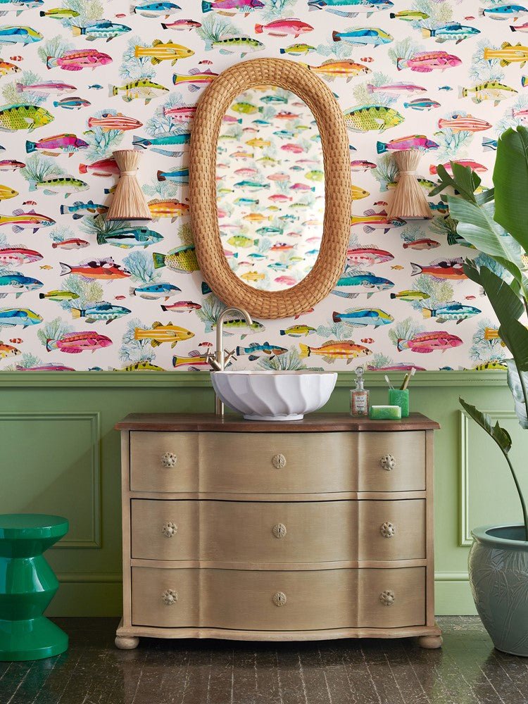 Fidji Wallpaper - Aqua - Manuel Canovas - 03108-01 - Premier Wallcovering