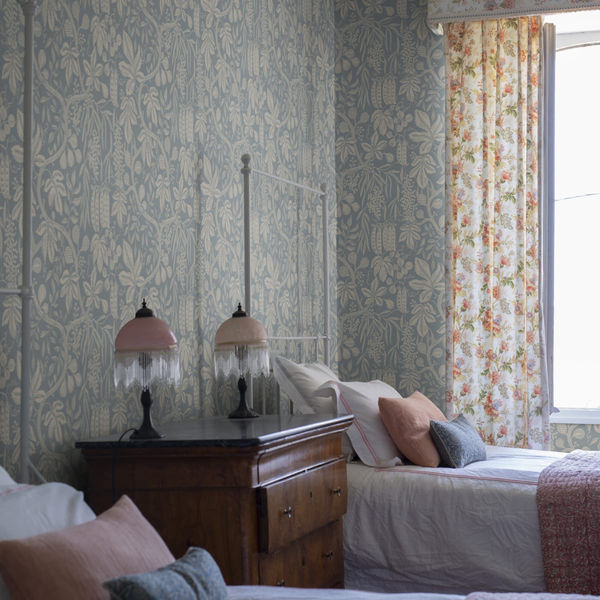 Fig Garden Wallpaper - Misty Blue - Sandberg - S10260 - Premier Wallcovering