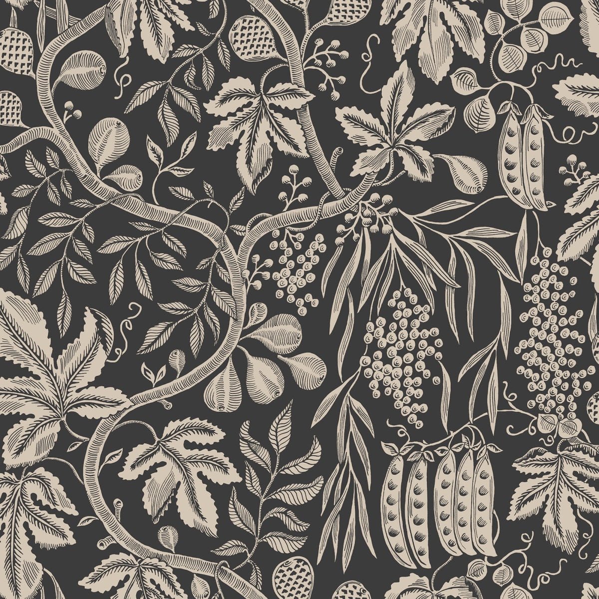 Fig Garden Wallpaper - Charcoal - Sandberg - S10257 - Premier Wallcovering