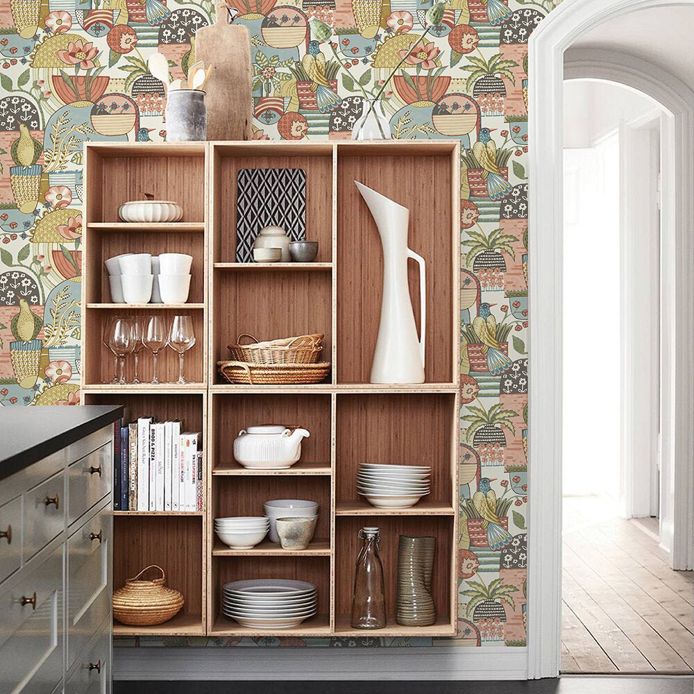 Fika Wallpaper - Coral/Blue - A Street Prints - FD26556 - Premier Wallcovering