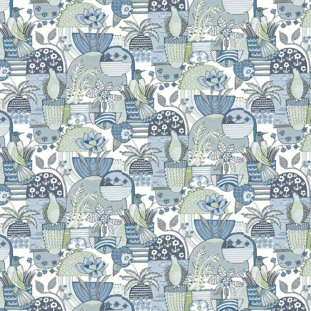 Fika Wallpaper - Blue - A Street Prints - FD26555 - Premier Wallcovering