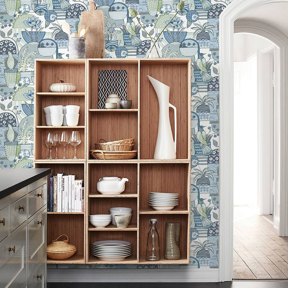 Fika Wallpaper - Blue - A Street Prints - FD26555 - Premier Wallcovering