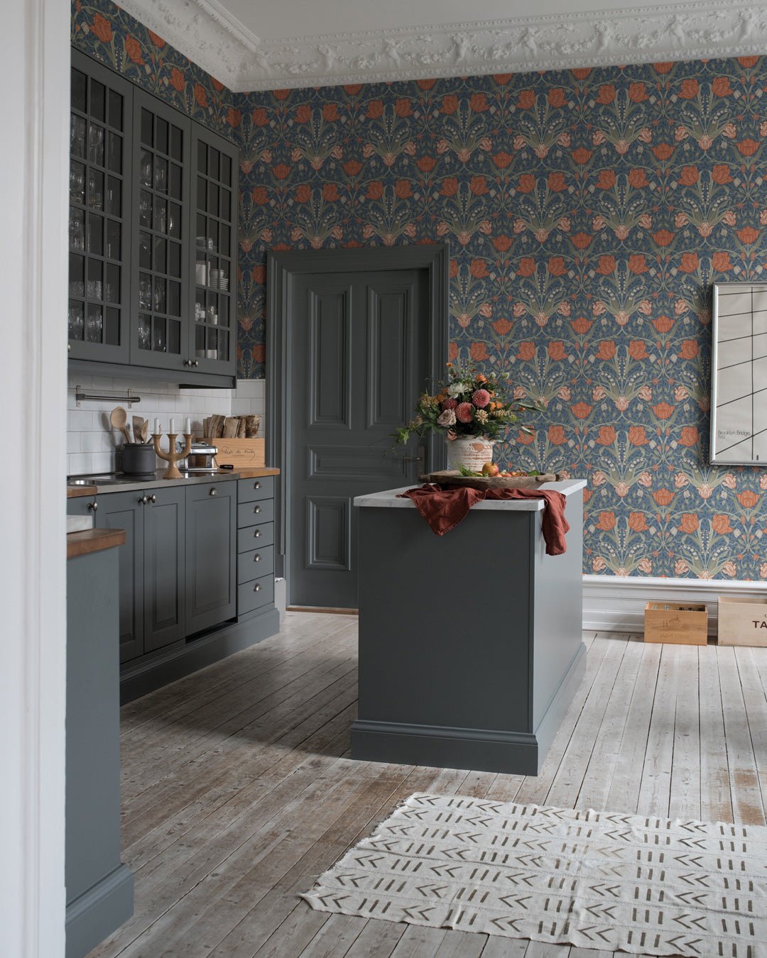 Filippa Wallpaper - Blue - Midbec - 33009 - Premier Wallcovering