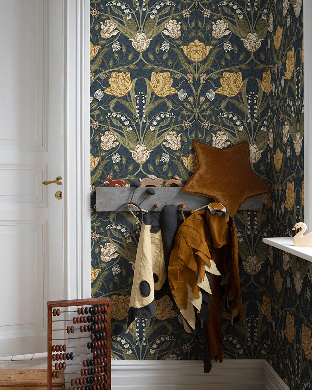 Filippa Wallpaper - Dark Blue - Midbec - 44106 - Premier Wallcovering