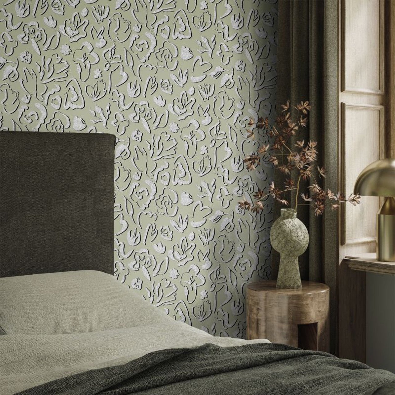Fiore Salt Wallpaper - Sage - Hohenberger - 65328 - Premier Wallcovering
