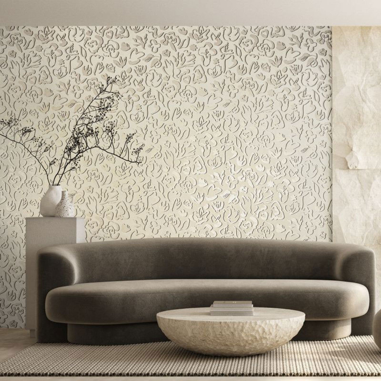 Fiore Salt Wallpaper - Pine Nut - Hohenberger - 65331 - Premier Wallcovering