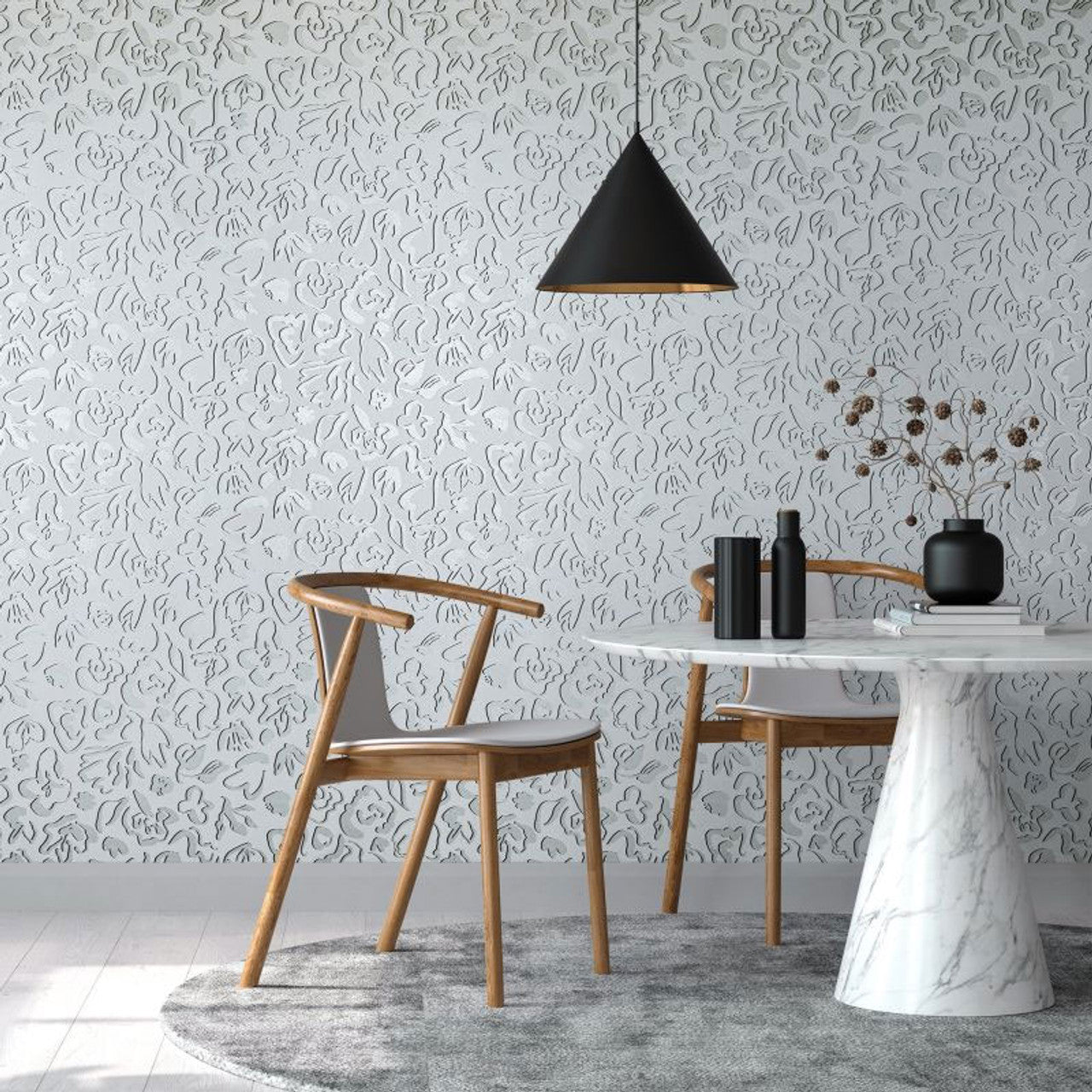 Fiore Salt Wallpaper - Poppy Seed - Hohenberger - 65329 - Premier Wallcovering