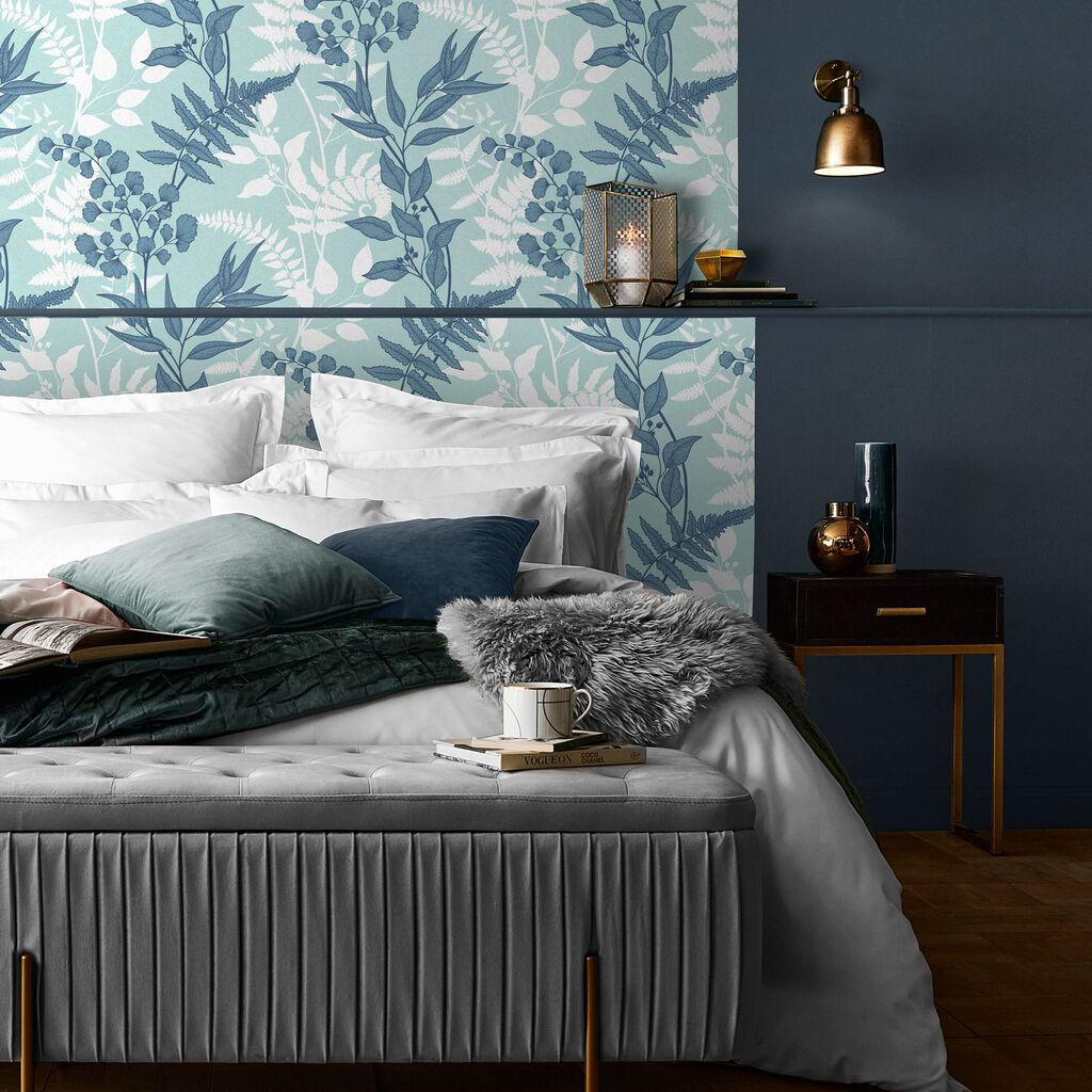Fiore Wallpaper - Sky - Graham & Brown - 115056 - Premier Wallcovering