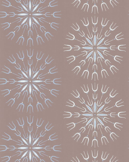 Fioretti Wallpaper - Powder Blue & Chalk on Taupe - 69/1101 - Cole & Son - Premier Wallcovering