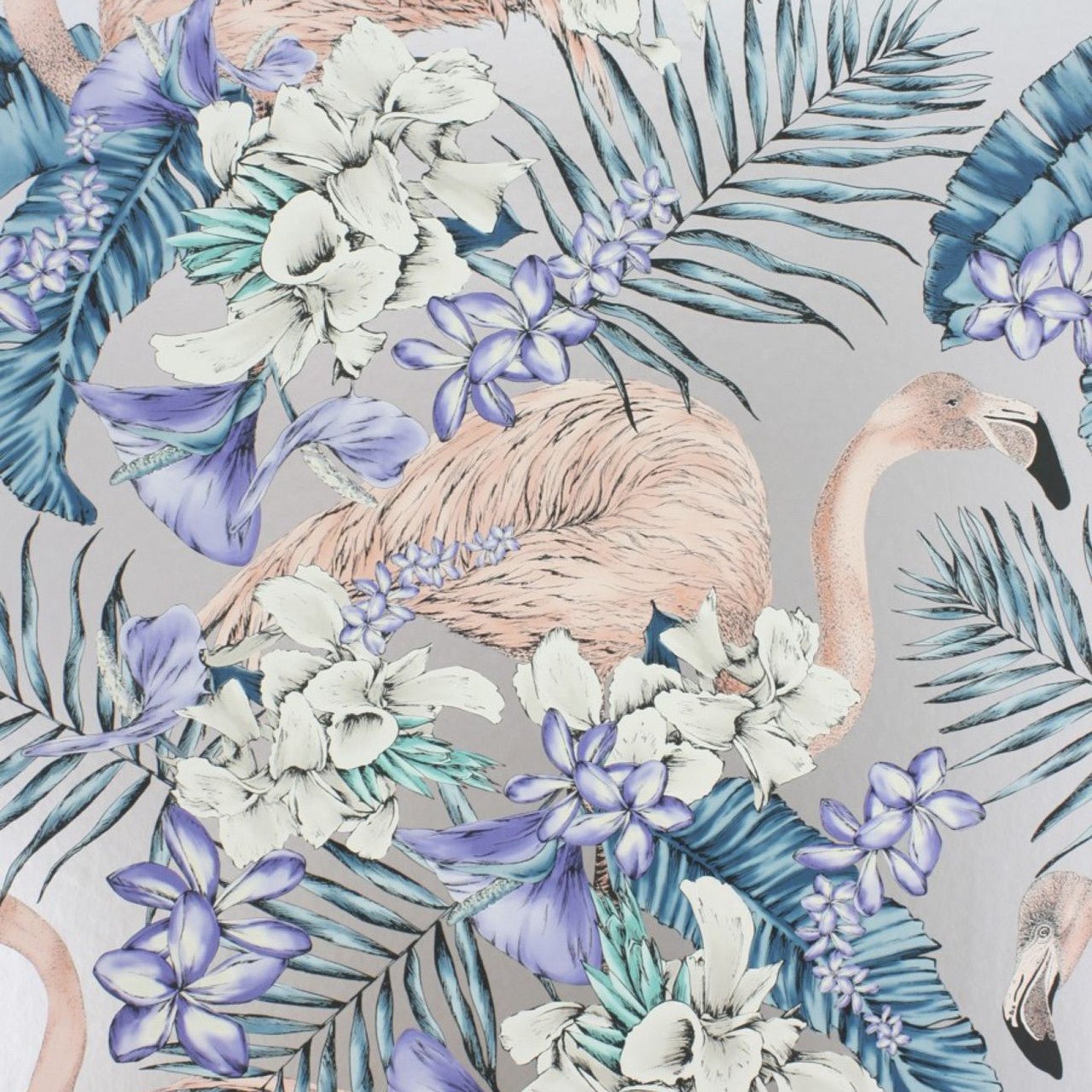 Flamingo Club Wallpaper - Lavender/Ivory/Electric Blue - Matthew Williamson - W6800-05 - Premier Wallcovering