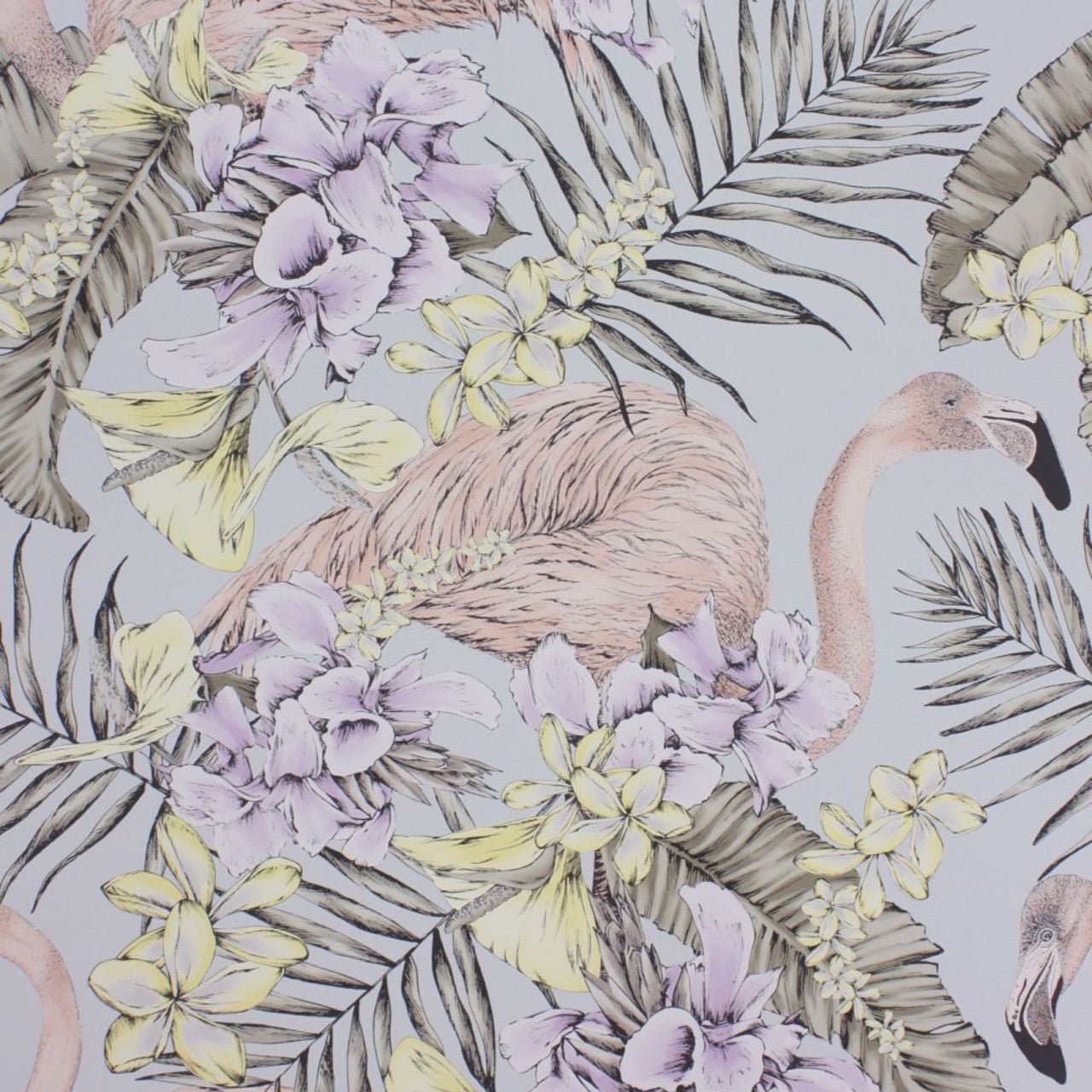 Flamingo Club Wallpaper - Silver/Lilac/Lemon - Matthew Williamson - W6800-04 - Premier Wallcovering