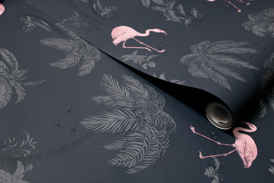 Flamingo Lake Wallpaper - Grey/Coral - Holden Décor - 12381 - Premier Wallcovering