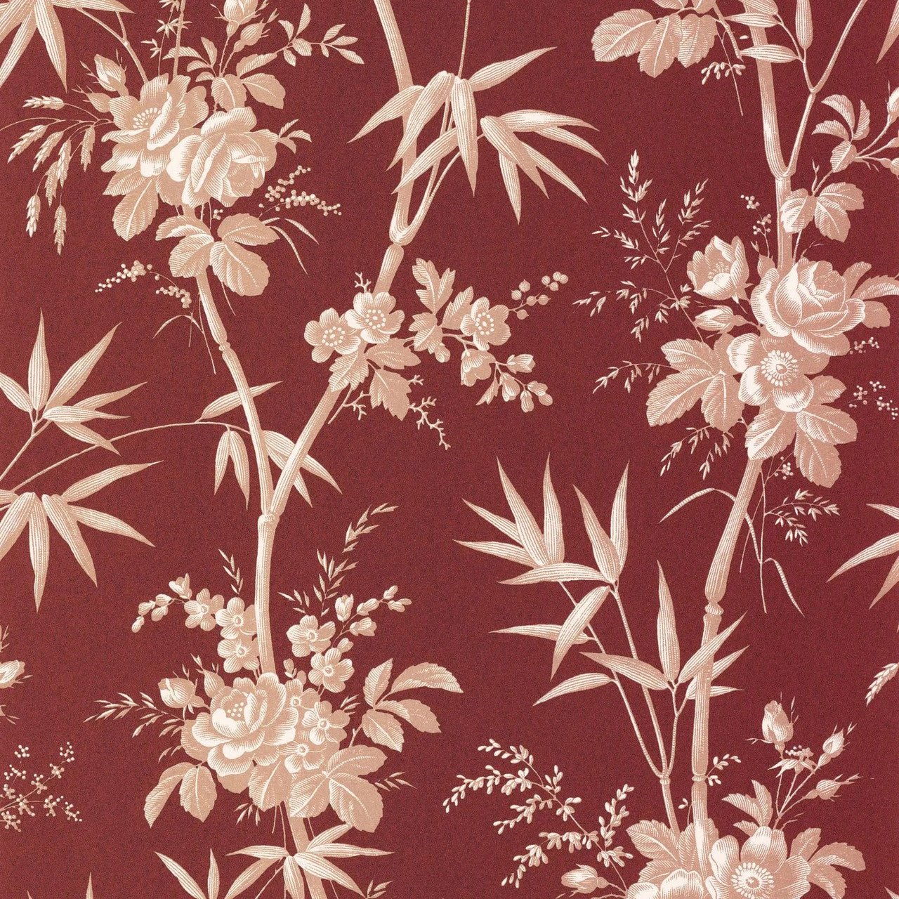 Flanerie Les Belles Toiles De Jouy Wallpaper - Rouge Grenat - Casadeco - 201708778 - Premier Wallcovering