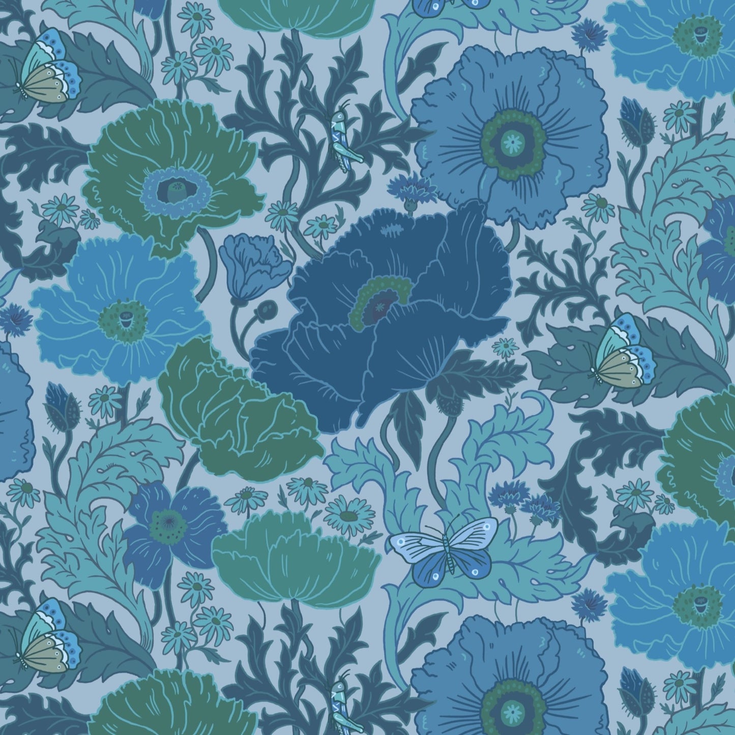 Fleur Wallpaper - Denim-Blue - Wear The Walls - FLDB807652 - Premier Wallcovering