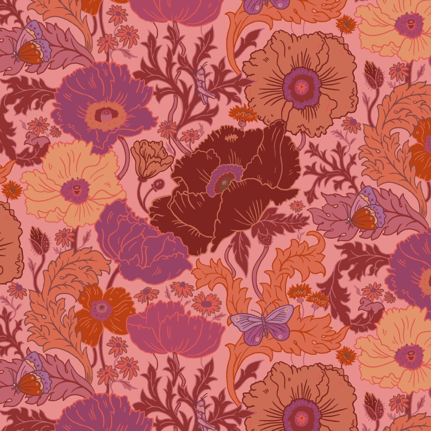 Fleur Wallpaper - Grapefruit - Wear The Walls - FLGP807652 - Premier Wallcovering