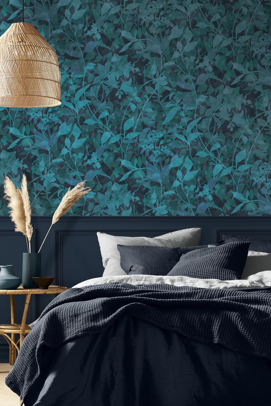 Fleur Wallpaper - Midnight - Graham & Brown - 124116 - Premier Wallcovering