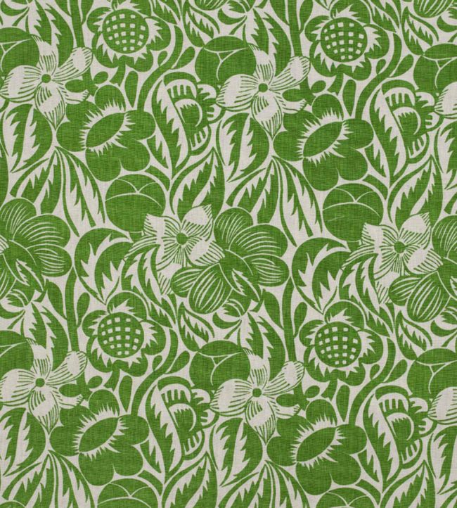 Fleurs Etoilees Fabric - Green - Christopher Farr Cloth - CF135 - 03 - Premier Wallcovering