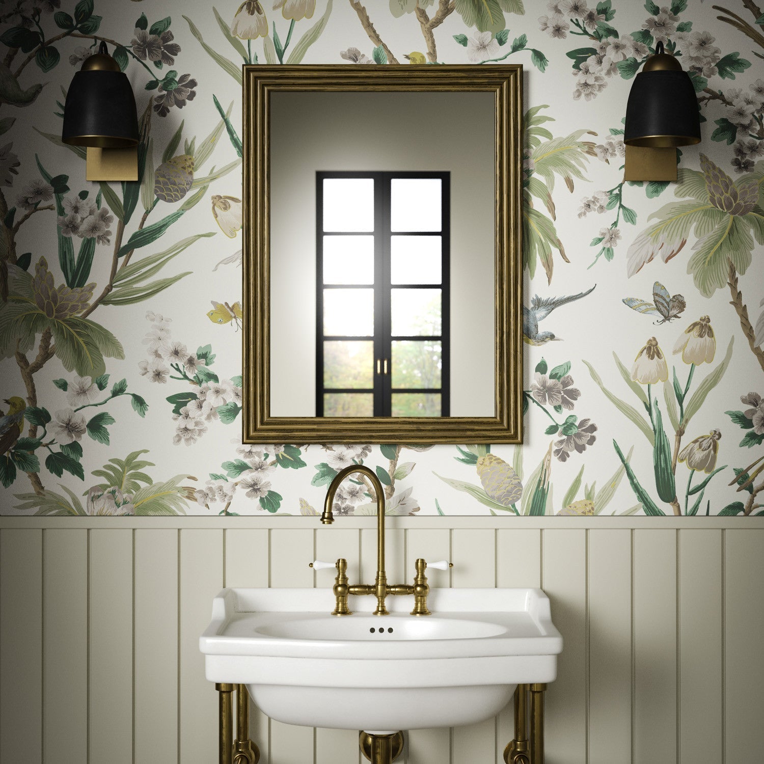 Fleurs Exotique Wallpaper - Forest - Warner House - Premier Wallcovering