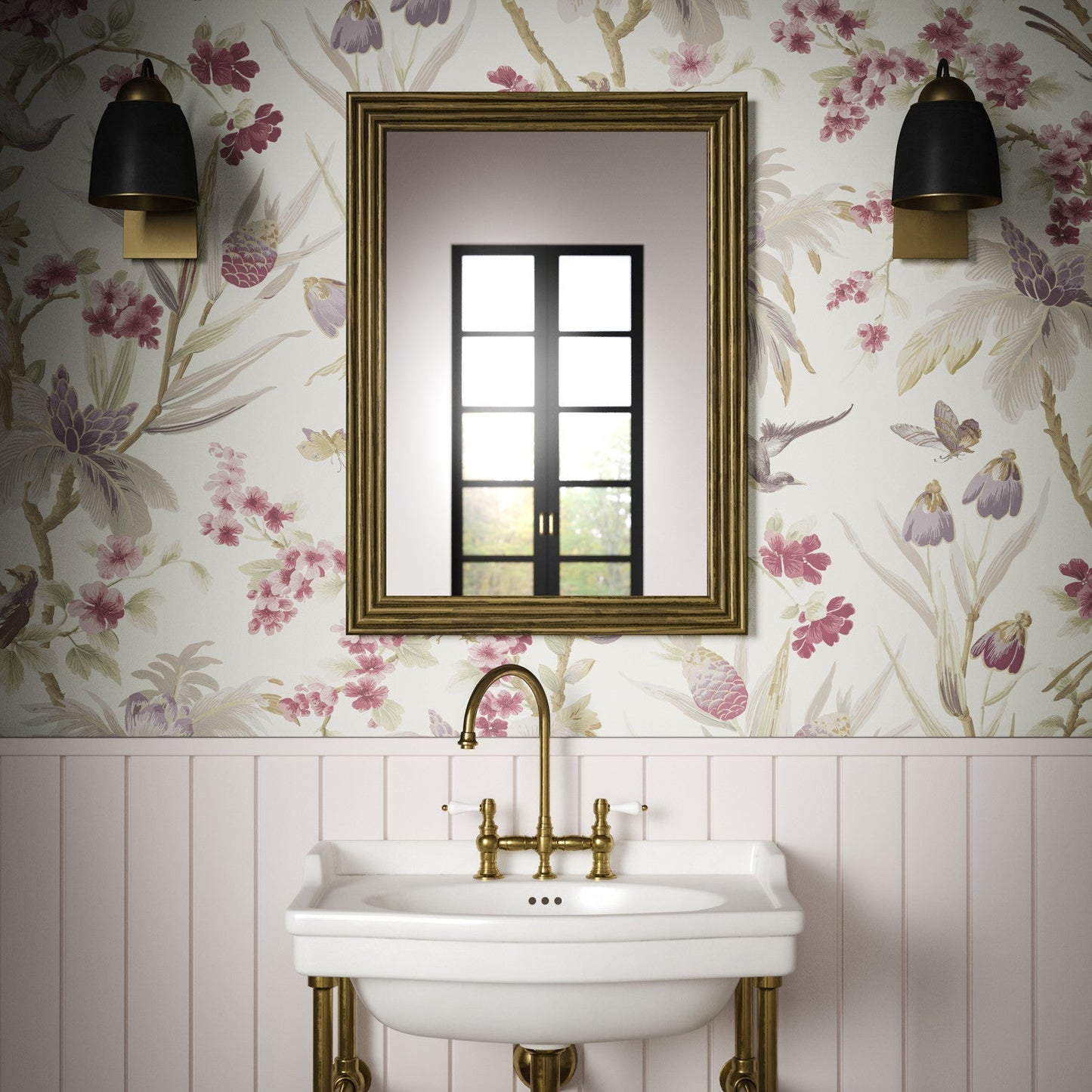 Fleurs Exotique Wallpaper - Heather - Warner House - Premier Wallcovering
