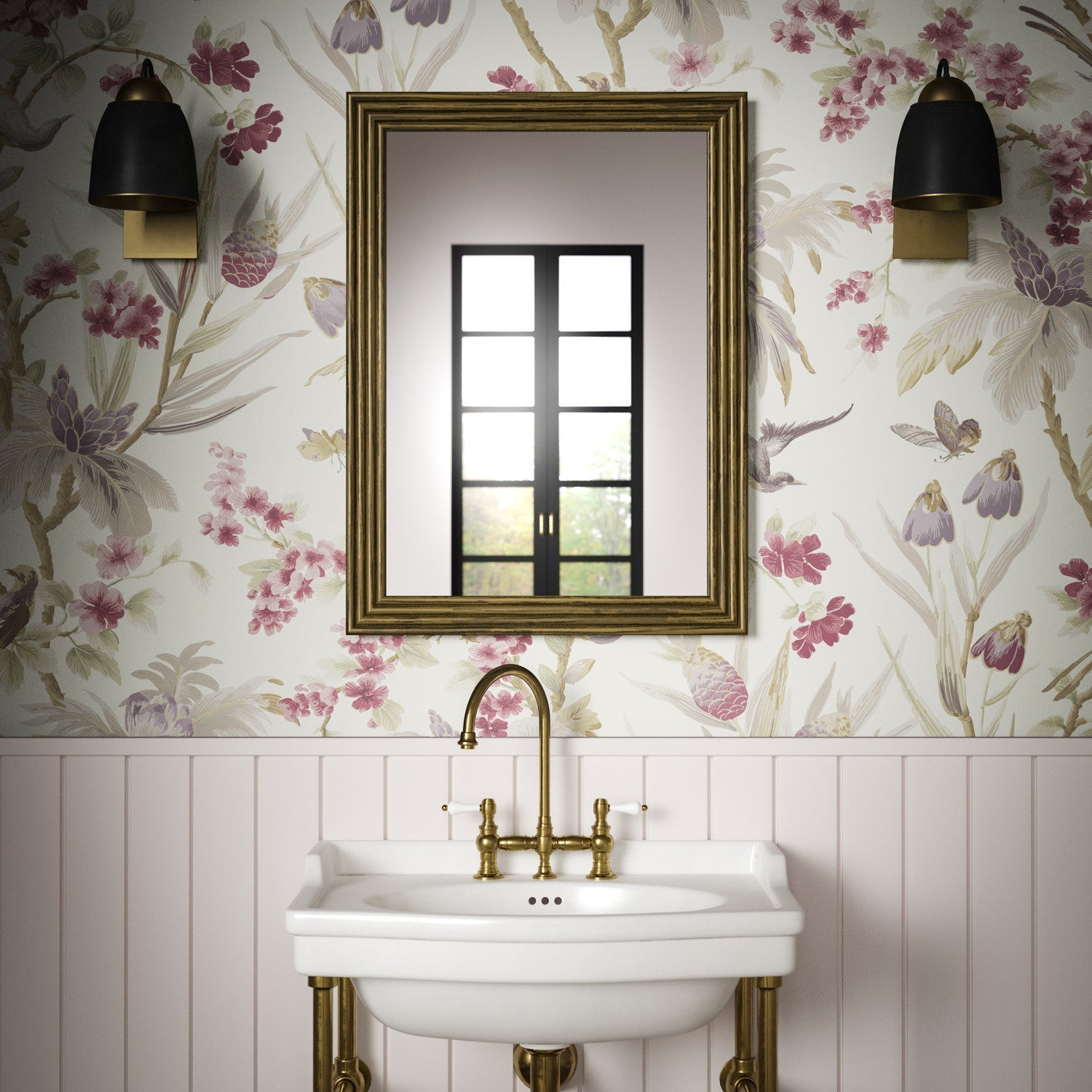 Fleurs Exotique Wallpaper - Heather - Warner House - Premier Wallcovering