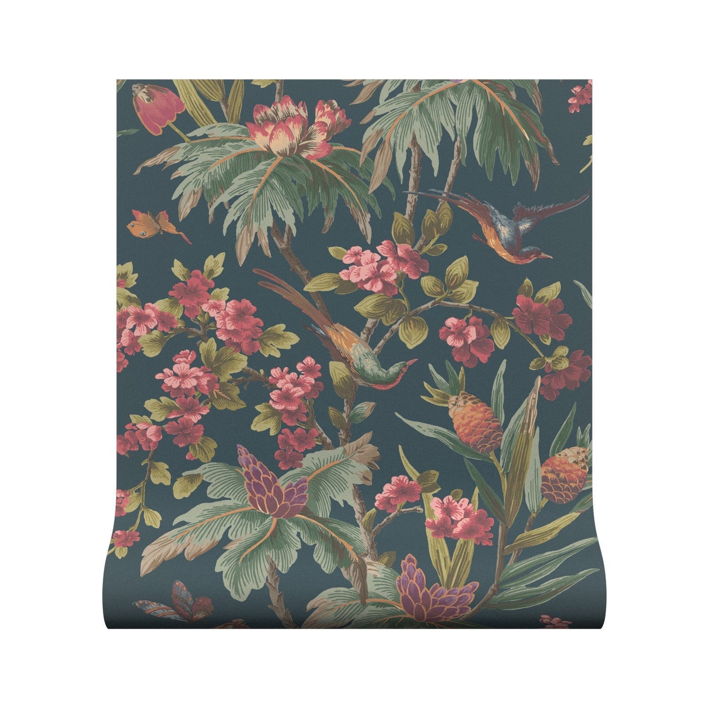 Fleurs Exotique Wallpaper - Teal - Warner House - Premier Wallcovering