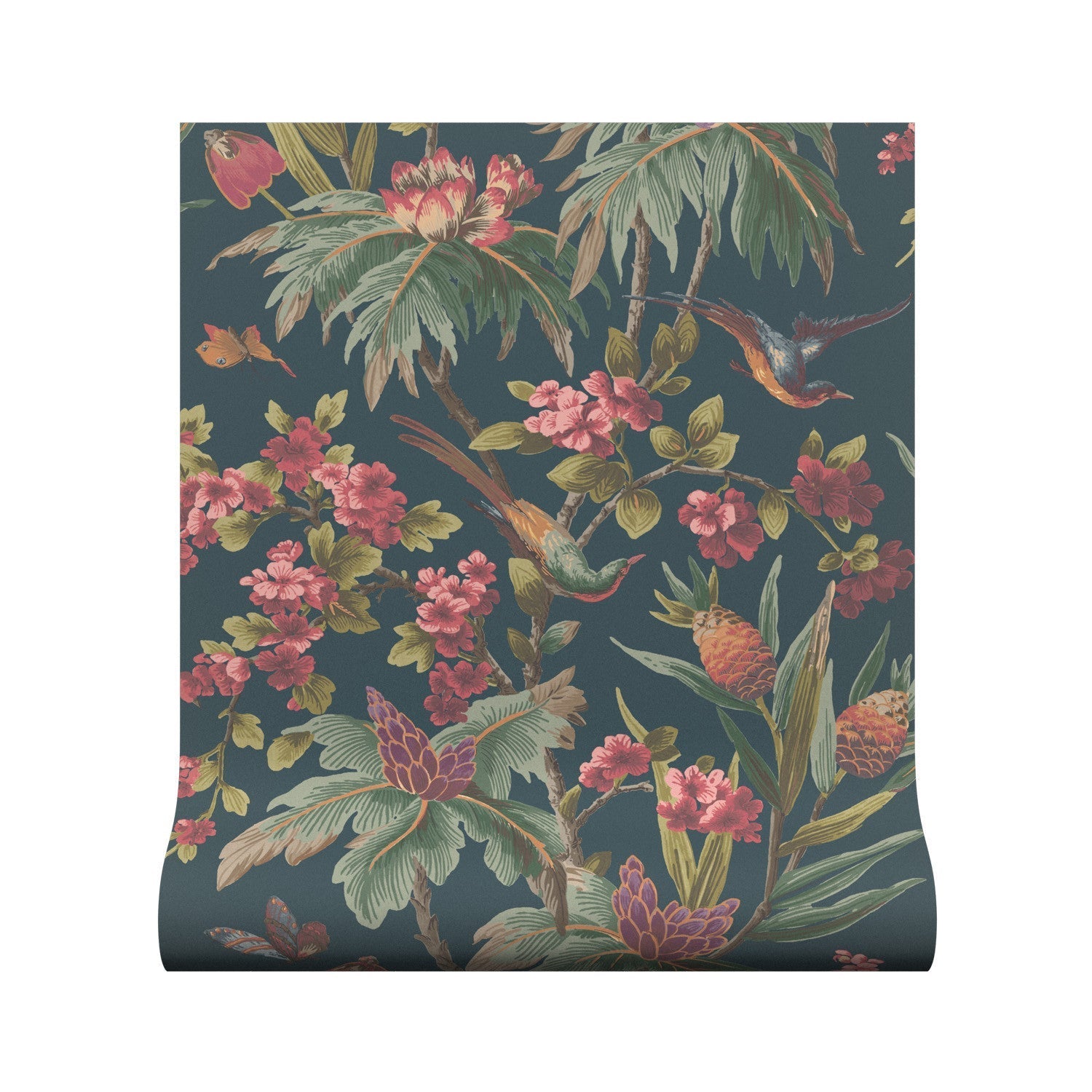 Fleurs Exotique Wallpaper - Teal - Warner House - Premier Wallcovering