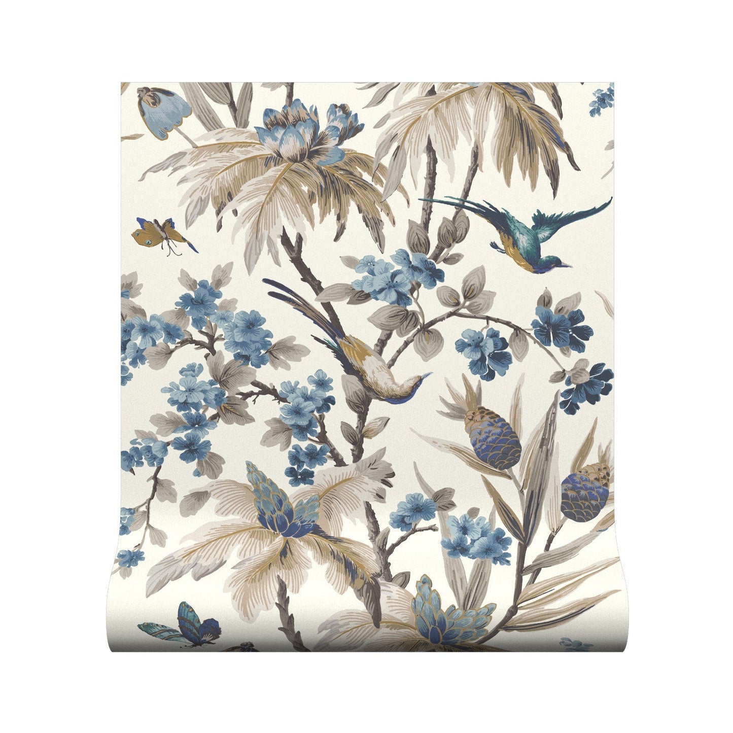 Fleurs Exotique Wallpaper - Blue - Warner House - Premier Wallcovering
