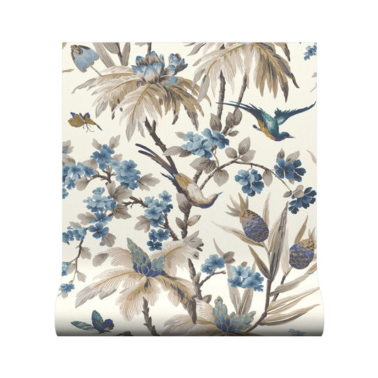 Fleurs Exotique Wallpaper - Blue - Warner House - Premier Wallcovering