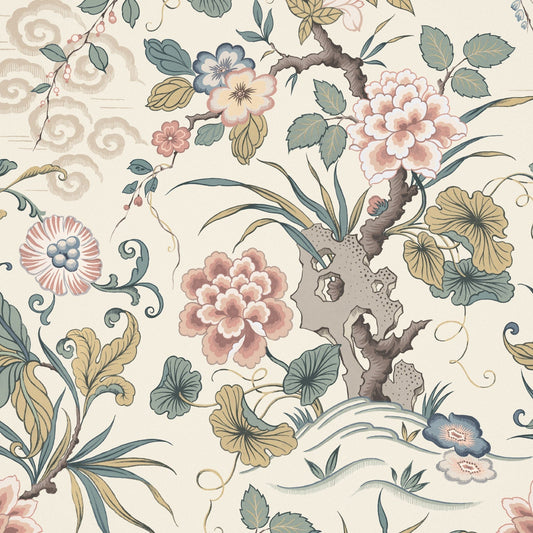 Fleurs Orientales Wallpaper - Cameo - Warner House - Premier Wallcovering