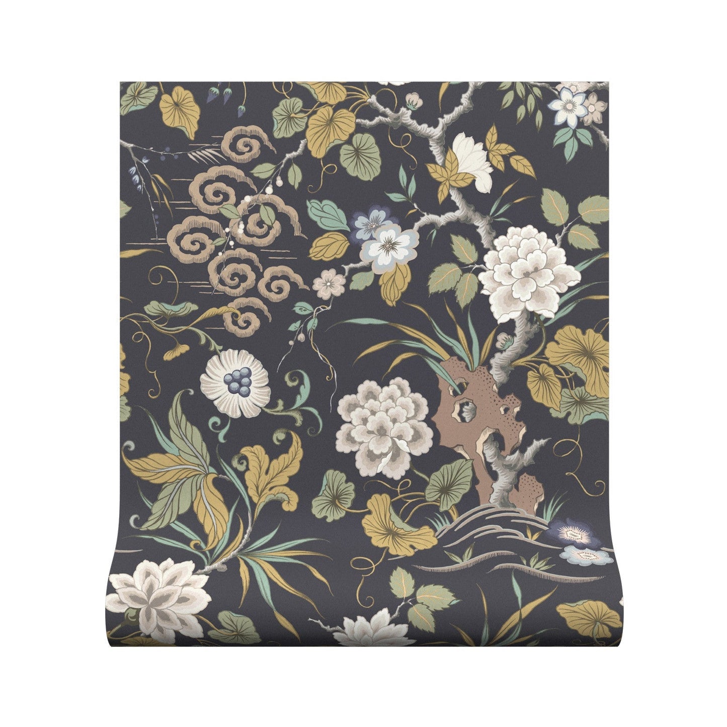 Fleurs Orientales Wallpaper - Midnight - Warner House - Premier Wallcovering