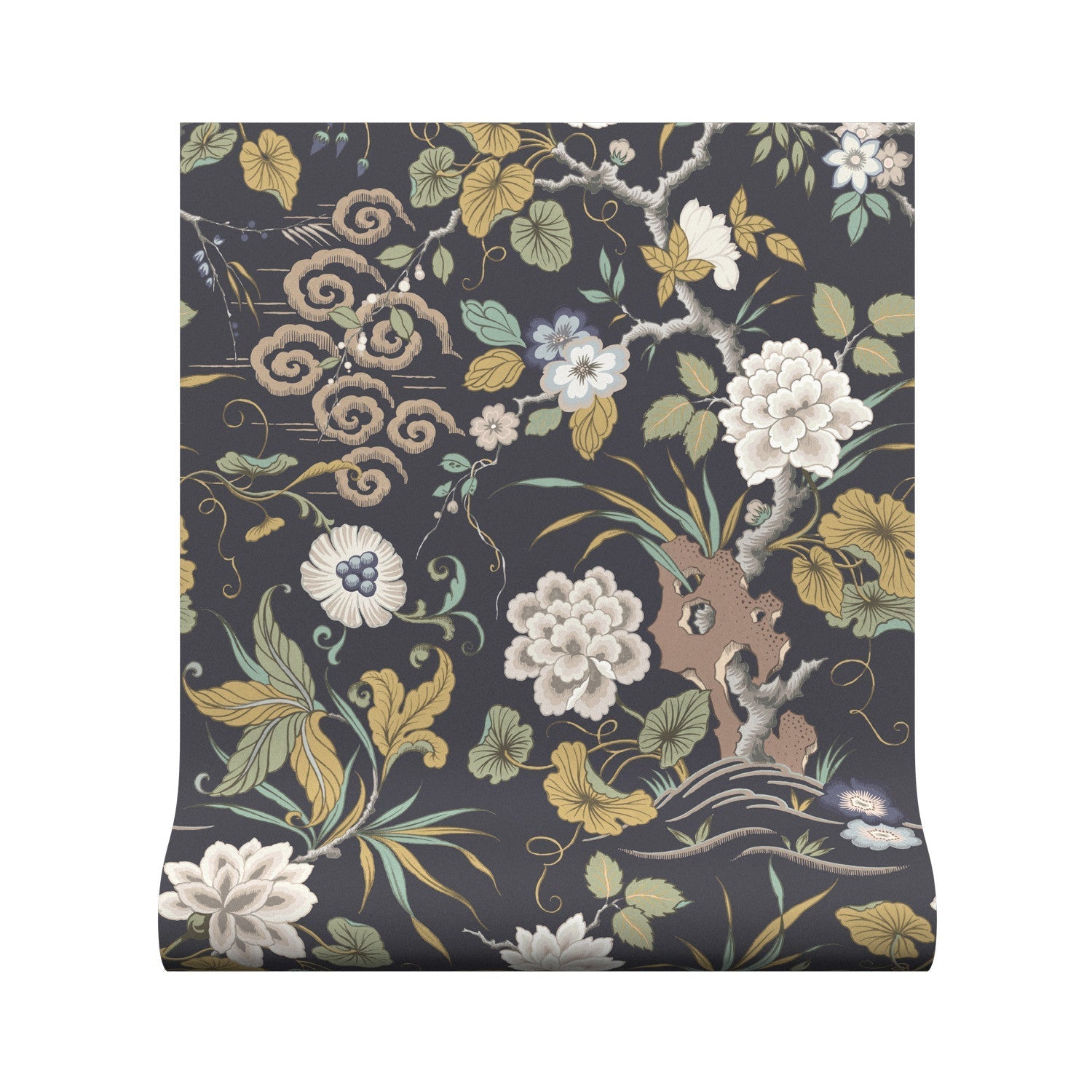 Fleurs Orientales Wallpaper - Midnight - Warner House - Premier Wallcovering