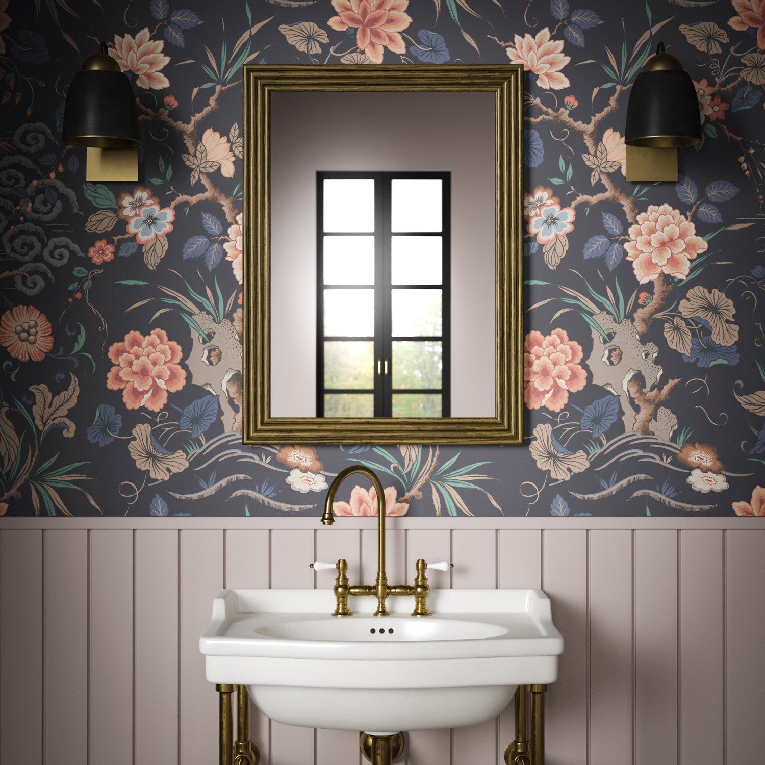 Fleurs Orientales Wallpaper - Coral - Warner House - Premier Wallcovering