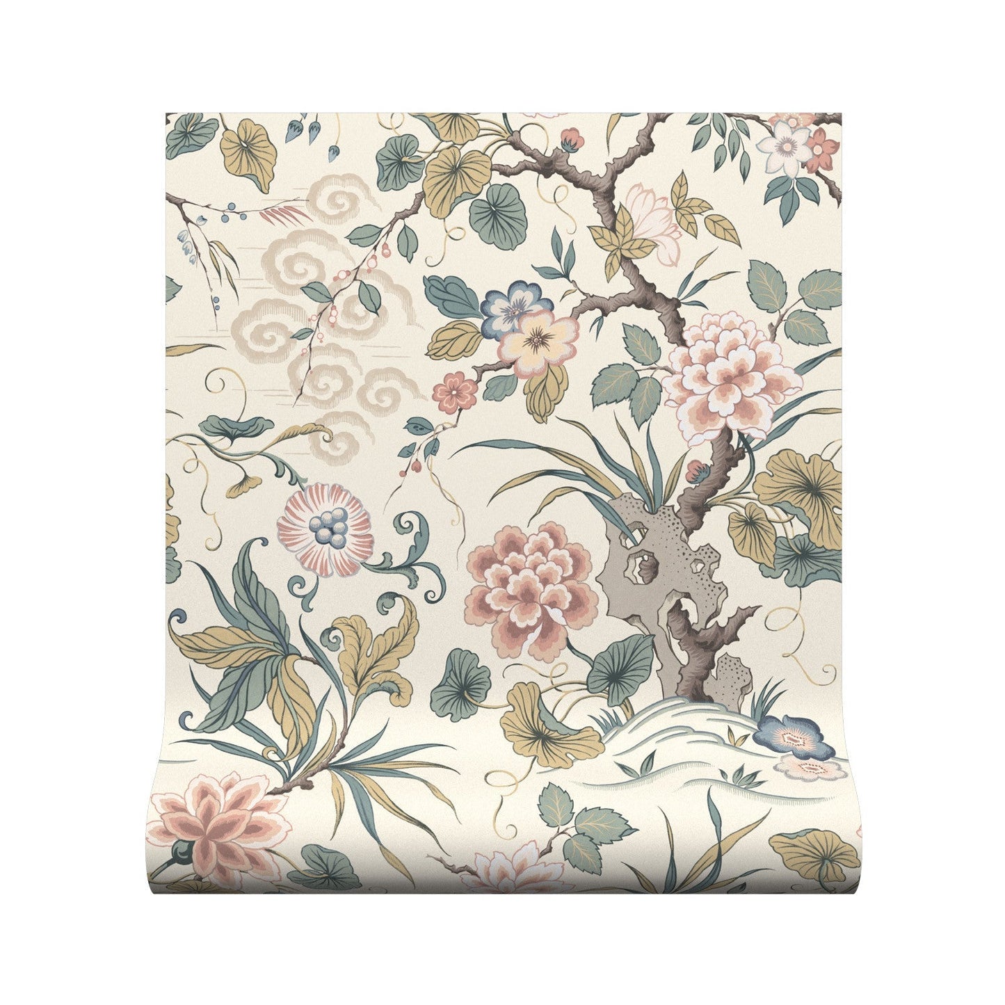 Fleurs Orientales Wallpaper - Cameo - Warner House - Premier Wallcovering