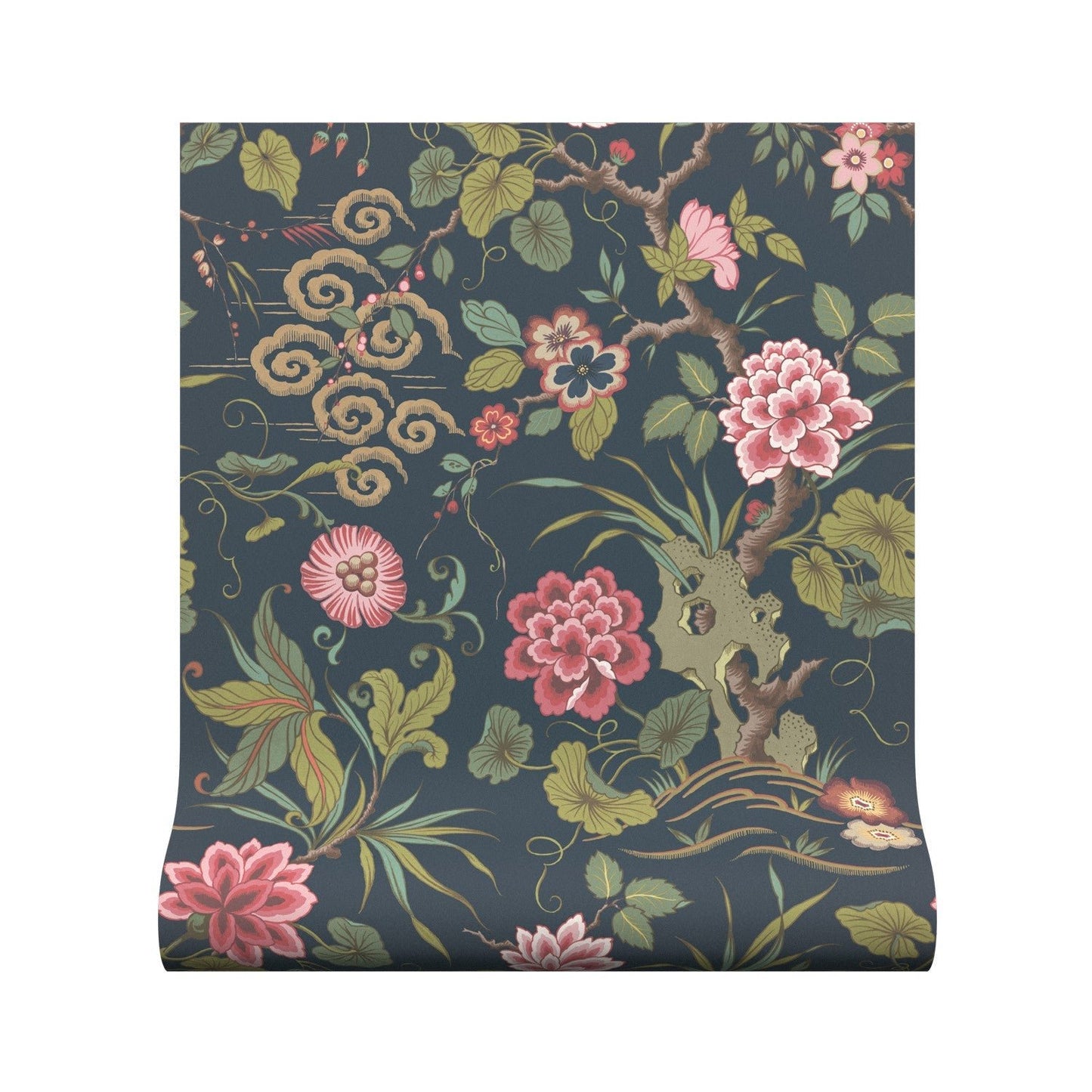 Fleurs Orientales Wallpaper - Navy - Warner House - Premier Wallcovering