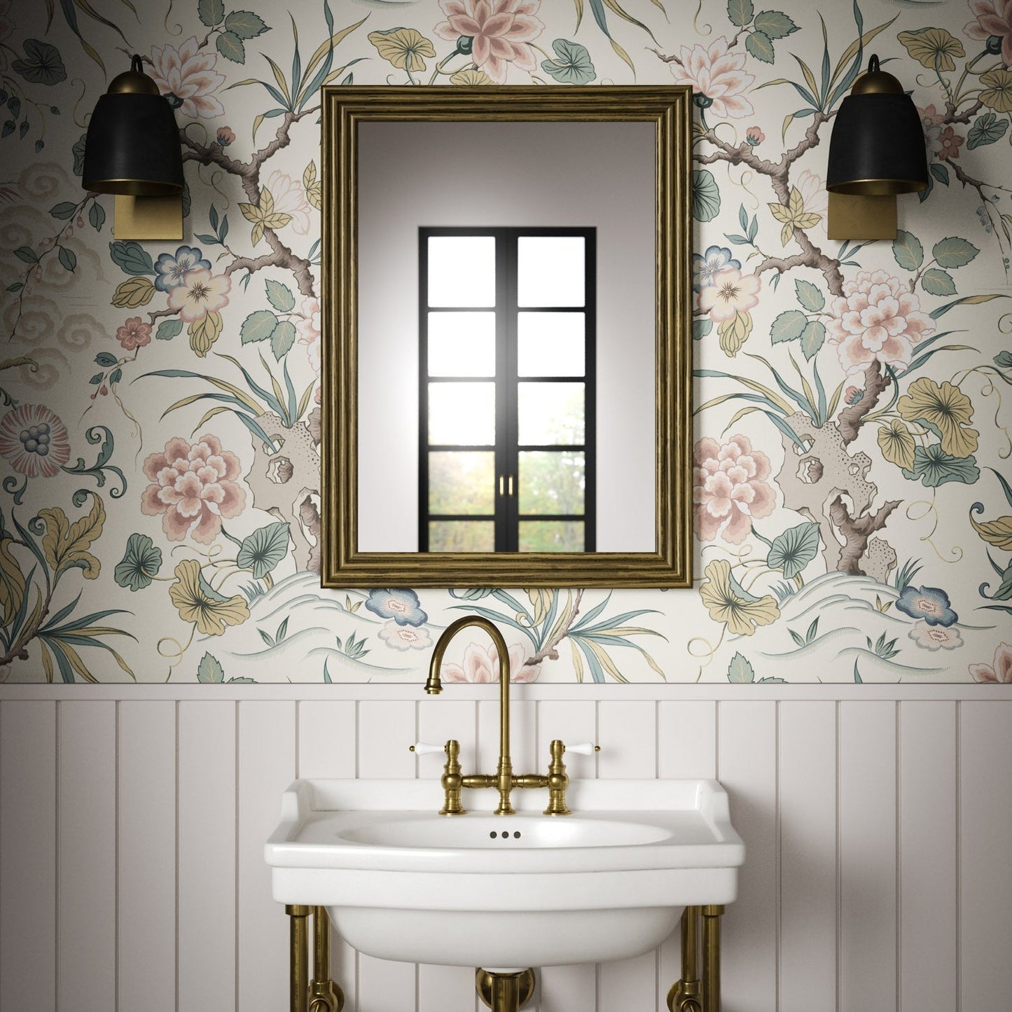 Fleurs Orientales Wallpaper - Cameo - Warner House - Premier Wallcovering