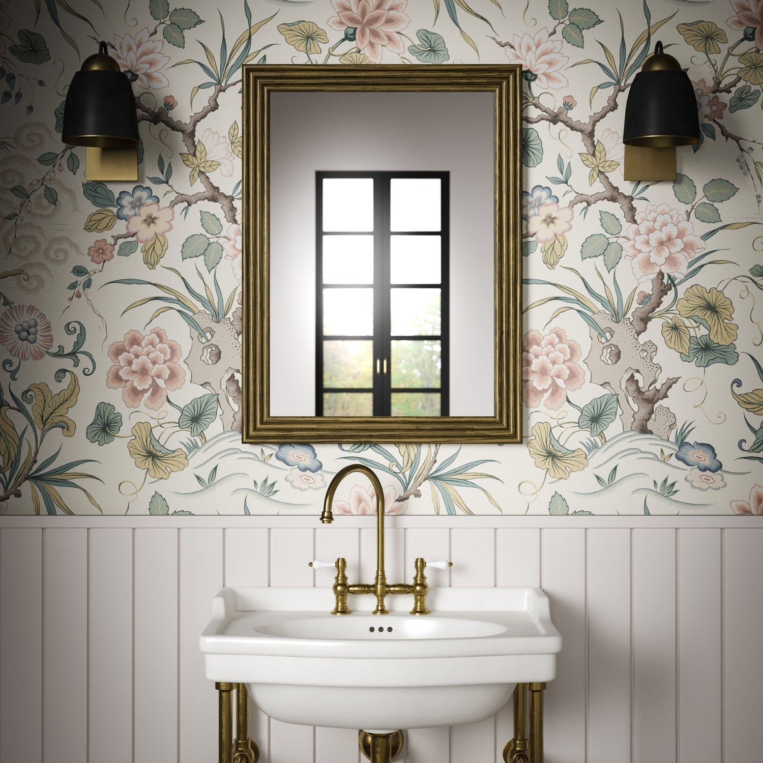 Fleurs Orientales Wallpaper - Cameo - Warner House - Premier Wallcovering