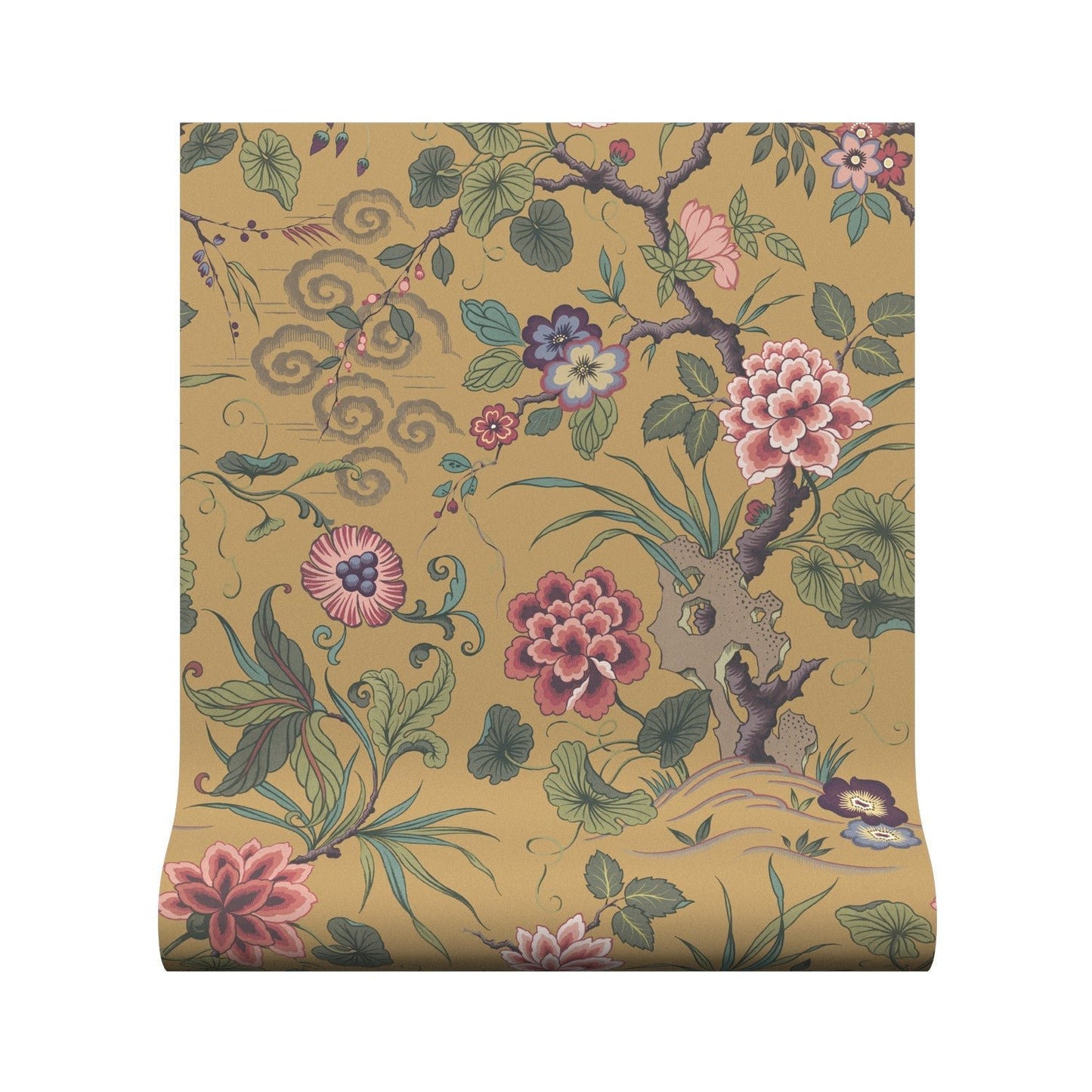 Fleurs Orientales Wallpaper - Gold - Warner House - Premier Wallcovering