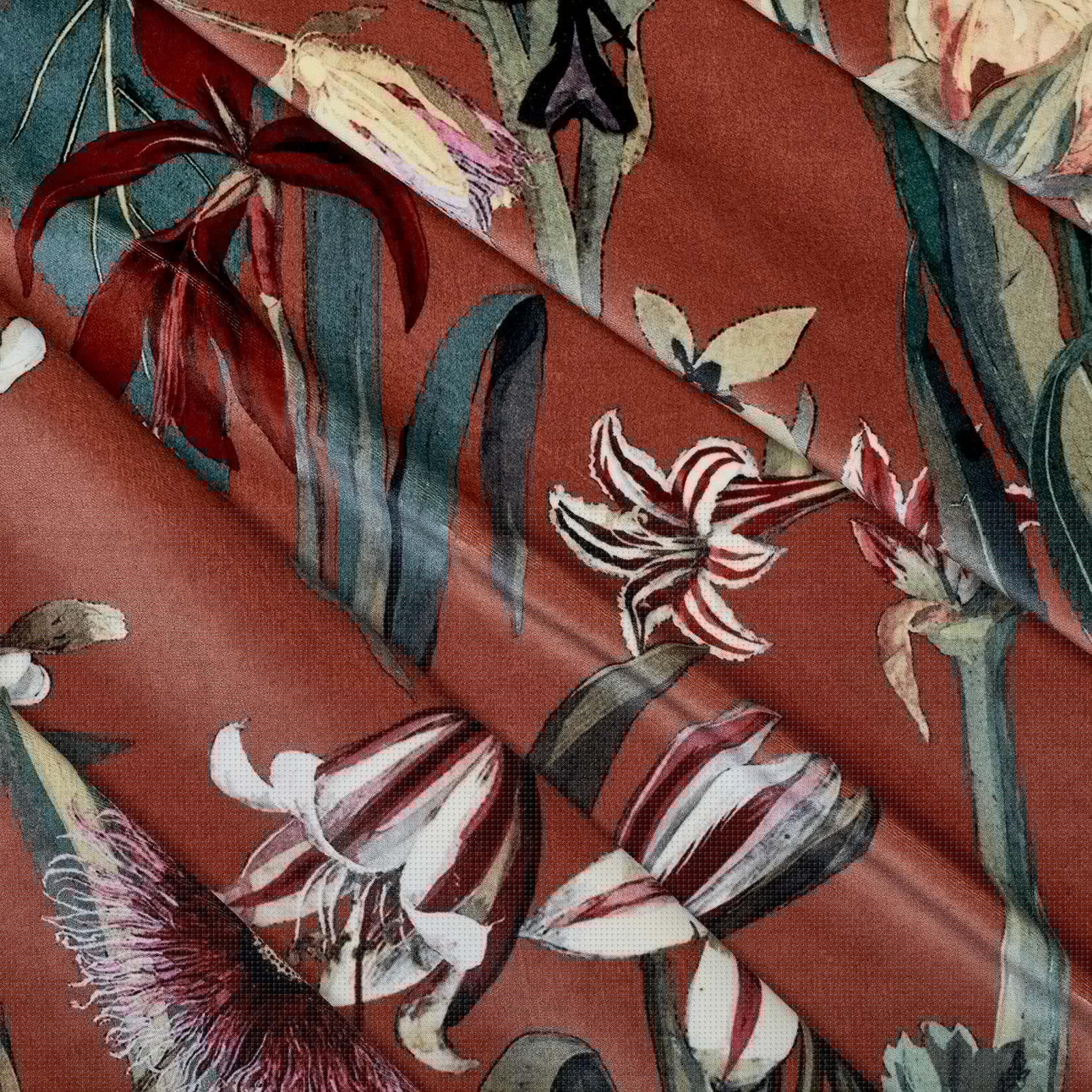 Flora Delanica Velvet Fabric -  Clay - House of Hackney - 1-FA-DEL-VE-CLA-XXX-XXX - Premier Wallcovering