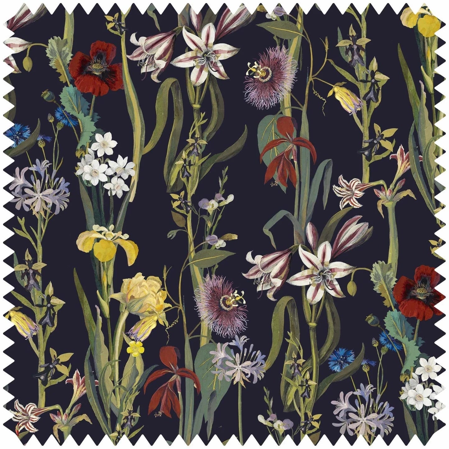 Flora Delanica Velvet Fabric -  Midnight - House of Hackney - 1-FA-DEL-VE-MID-XXX-XXX - Premier Wallcovering
