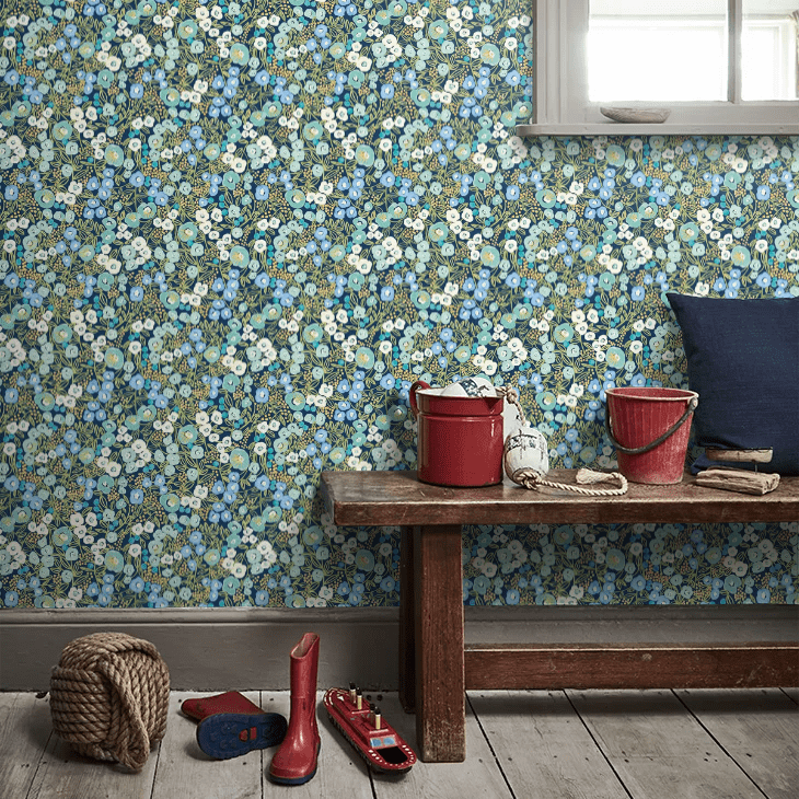 Flora Ditsy Wallpaper - Cerulean - Ohpopsi - GHS50111W - Premier Wallcovering
