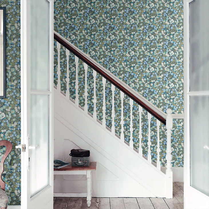 Flora Ditsy Wallpaper - Cerulean - Ohpopsi - GHS50111W - Premier Wallcovering